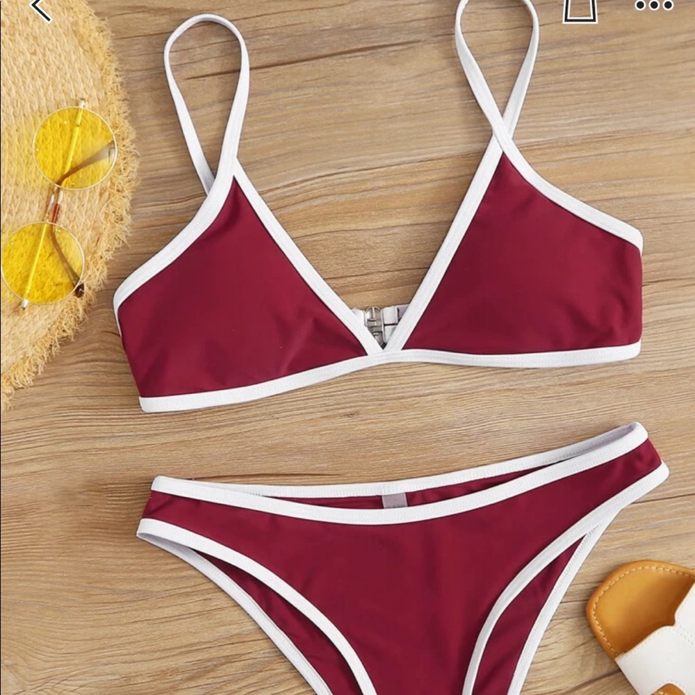 Contrast binding bikini swimsuit